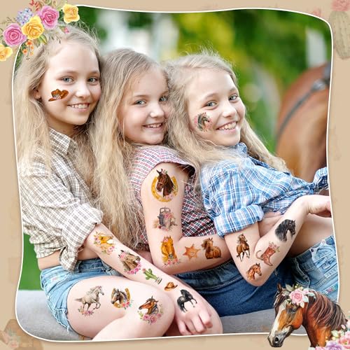 Horse Temporary Tattoos - 12 Sheet Cowgirl Party Favors