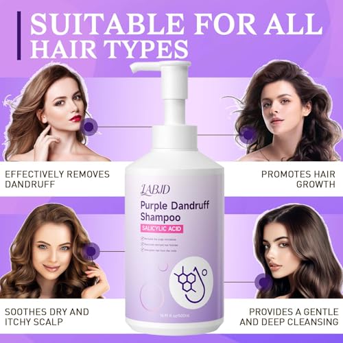 Dandruff Shampoo And Conditioner Set for Women & Men,Deep Cleanser - Purple Dandruff and Dry Itchy Scalp - Therapeutic Grade - Helps Promote Hair Growth - 16.9 Fl Oz