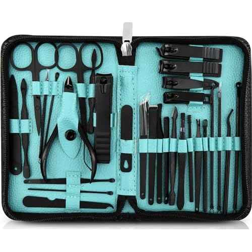 Utopia Care, Manicure Kit for Women and Men, Manicure Set with Nail Clippers or Nail Kit Includes Fingernail & Toenail Clippers, 31Pcs Pedicure Kit Stocking Stuffers with Travel Case, Black