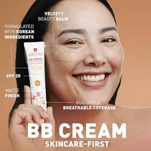 Erborian BB Cream Matte Beauty Balm SPF 20, Tone-Evening Korean Skincare Makeup Hybrid, Moisturizes & Conceals, Buildable Coverage, Natural Finish