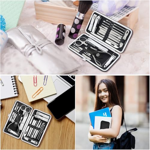 19-Piece Professional Manicure Set - Stainless Steel Nail & Pedicure Tools