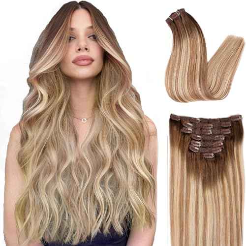 human hair clip in extensions Soft&Natural clip in hair extensions real human hair 120g 7pcs Straight&Invisible (14Inch #3822)