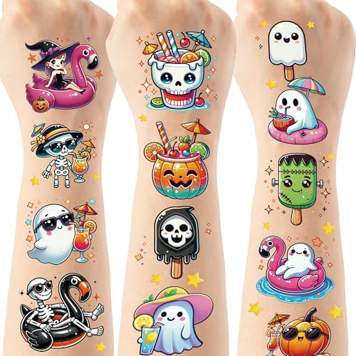 Summer Halloween Temporary Tattoos - 8 Sheets, 160+ Designs