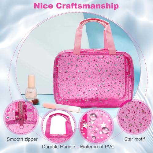 Clear Star Makeup Bag with Handle - 12x5x8 inch PVC