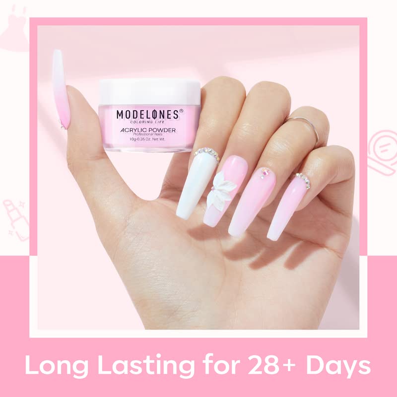 Modelones Acrylic Powder, 6 Colors Transparent Jelly Nude Nail Acrylic Powder Milky White Pink Nude Nail Acrylic Powder for Acrylic Nail Art 3D Nail Carving French Nail Extension, Gifts for Women