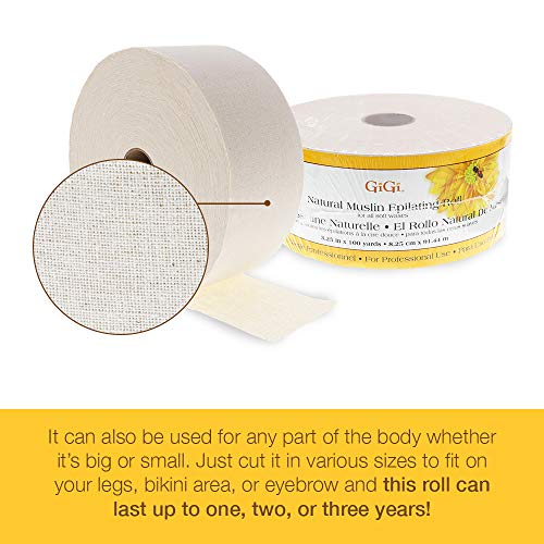 Gigi Epilating Muslin Roll ? Wax Strips for Hair Removal, Natural Muslin Wax Roll for Face & Body, 3.25-inch X 100 Yards