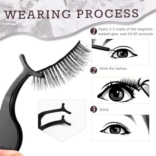 20 Kinds of 3D 5D Magnetic Eyelash Kit with Different Density, Magnetic Eyelashes with 4 Eyelash Glue and 2 Tweezers, for Women and Girls Natural Look No Glue Needed