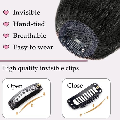 Clip In Bangs Real Human Hair - Jet Black Wispy Fringe