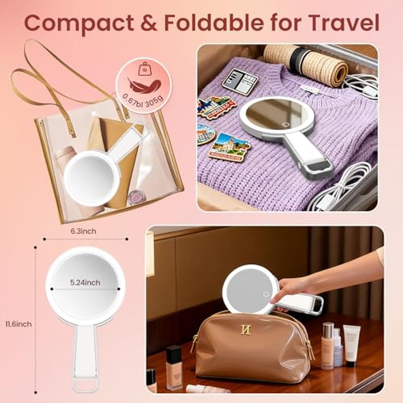 10X Magnifying Makeup Mirror with 3 Color Lights, Rechargeable