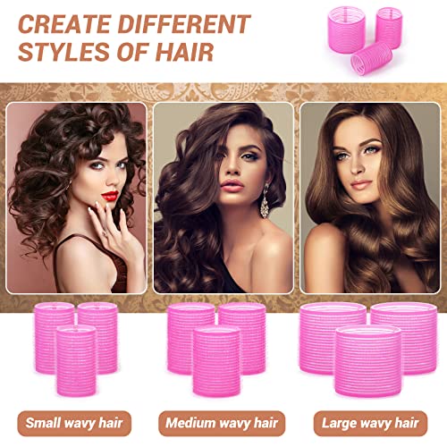 Self-Grip Hair Rollers Set - 24 Pieces, 3 Sizes with Clips
