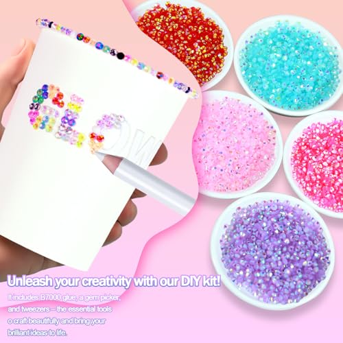 50,000+ Pcs Rhinestone Bedazzling Kit with B7000 Glue - 3mm Resin Gems