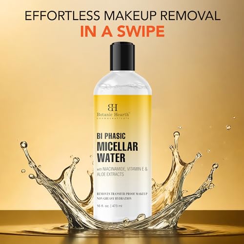 Botanic Hearth Bi|Phasic Micellar Water 16 Fl Oz | Gently Cleanses, Makeup Remover With Dual|Phase Formula, Suitable For All Skin Types