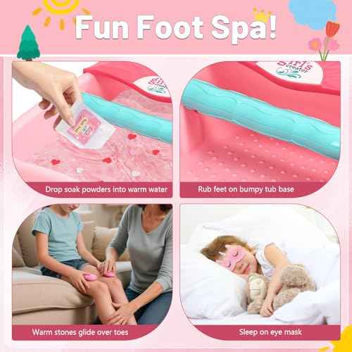 Kids Foot Spa Kit with Pedicure Set for Girls 3-8, All-in-1 Kids Spa Day Kit with Bubble Soak & Massage, Sleepover Party Birthday Gifts