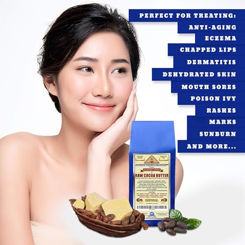ANCIENT HEALTH REMEDIES Organic Unrefined Raw NATURAL COCOA (CACAO) BUTTER BLOCK Bulk Size Rich Chocolate Aroma For Lip Balms DIY Base for Body Butter (16oz)