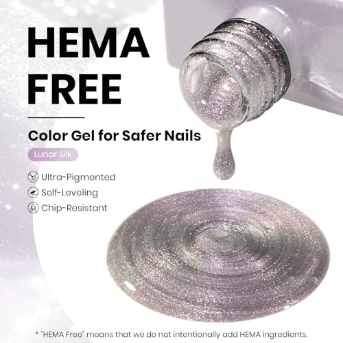 Beetles Lunar Silk Silver Cat Eye Gel Nail Polish 15ML Glitter Effect - Velvet Silver Variation