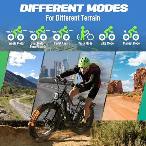 EcoE 9000W Dual Motor Electric Bike 52MPH 26x4 Fat Tire