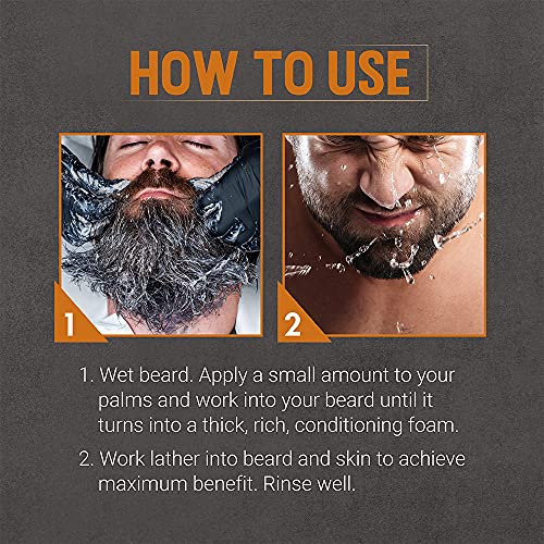 Woody's Beard Wash for Men - Beard Wash and Conditioner, Cleanses Facial Hair & Skin, Aloe Vera & Chamomile Scent, 6.3 fl oz