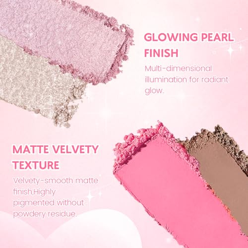 4-in-1 Highlight Contour Blush Palette - Shimmer & Matte
