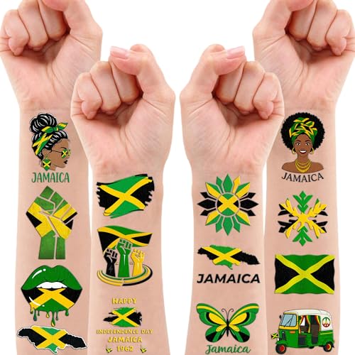 96 PCS Jamaica Flag Temporary Tattoos - Party Favors