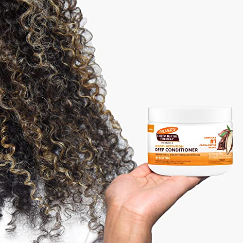 Palmer's Cocoa Butter & Biotin Length Retention Deep Conditioner, Strengthen, Nourish and Restore Elasticity and Shine, Suitable for All Curly Hair Patterns 12 Ounce