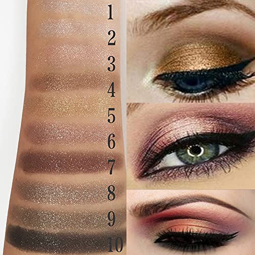 Sparkly Eyeshadow Palette&Shimmer Eyeshadow Palette&Glitter Eyeshadow Palette,Gold Glitter Highly Pigmented Long Lasting Waterproof Sweatproof Make Up Palettes for Women (10 COLOR)