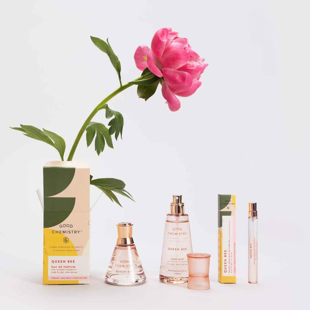 Good Chemistry Queen Bee Eau de Parfum 1.7 fl oz - Long-Lasting Perfume with Black Currant, Peony, & Amber - Bold, Clean & Vegan