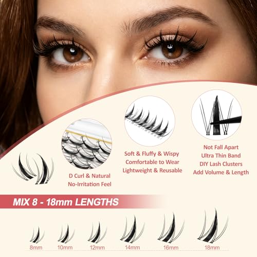 LAVONE Lash Clusters Kit 140pcs D Curl DIY Eyelash Extensions