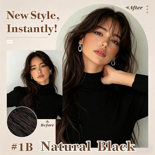 Clip in Bangs Human Hair - S-noilite 360° Cover Wispy Bangs