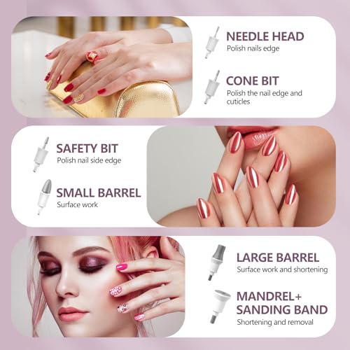 Electric Nail Drill Machine with 8 Bits for Home Manicure & Pedicure