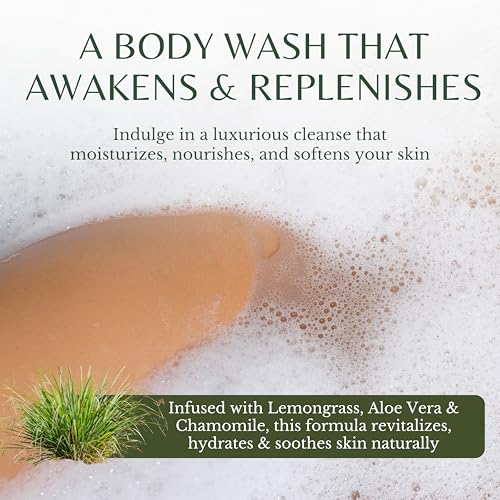 Lemongrass Body Wash with Vitamin E, Cleanses, Refreshes & Invigorates, Shower Gel for Dry and Sensitive Skin, Women & Men, Organic & Natural, 16 fl oz, 2-Pack