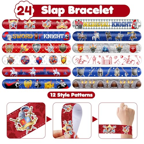 72-Piece Medieval Knight Party Favors Set - Tattoos & Slap Bracelets