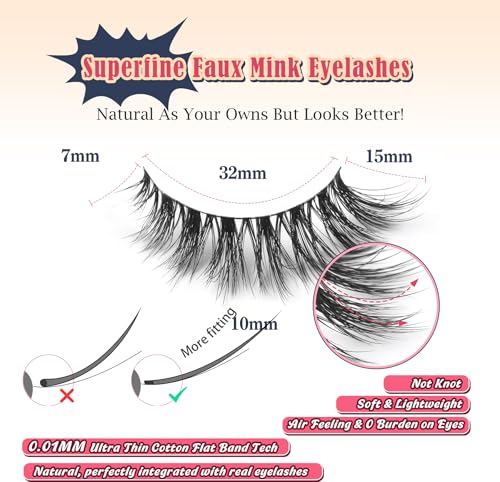 Wispy Cat Eye Lashes 15mm - 7 Pairs 3D Volume False Eyelashes