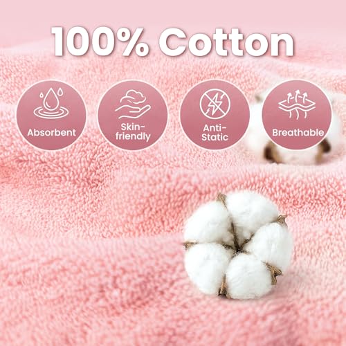 Mandydov 100% Cotton Hair Towel Wraps - 2 Pack Super Absorbent