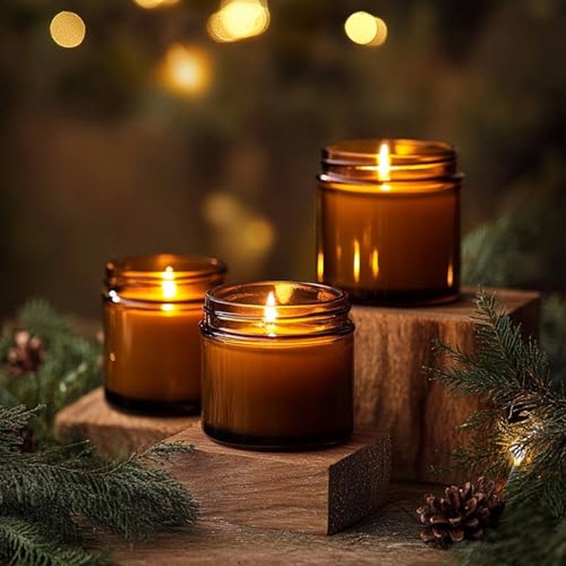 4oz Amber Glass Jars with Black Lids - 36 Pack for Cosmetics