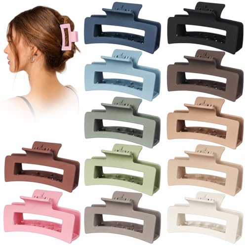 Multicolor 12-Pack Medium Hair Claw Clips 3.5" Strong Hold Non-Slip for Thick & Thin Hair