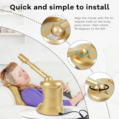 Facial Steamer, Nano Ionic Face Steamer with Extendable Arm for Deep Cleaning and Hydration, 360¡ÆRotating Nozzle Face Humidifier, Portable Ozone Steamer for Beauty, Spa and Home Use£¨Golden£©