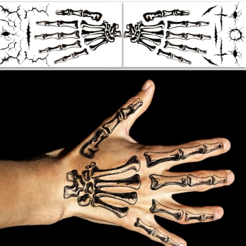Skeleton Face Temporary Tattoos - Easy Water-Apply Halloween