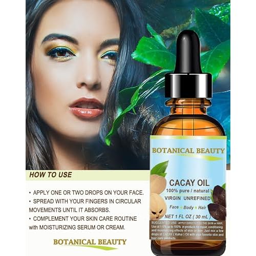 Botanical Beauty CACAY OIL 100% Pure Natural Virgin Unrefined Cold-pressed carrier oil WILD GROW 1 Fl oz 30 ml For Face, Skin, Body, Hair. Anti Wrinkle Face Oil Natural Retinol Vitamin A, Vitamin E