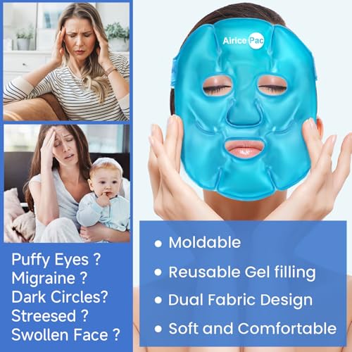 AiricePac Cooling Gel Eye Mask & Face Ice Pack for Puffy Eyes