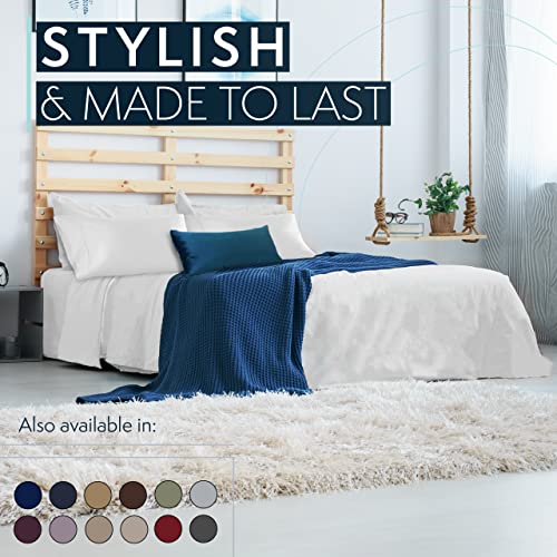 Twin Sheets Set, 3 pc Bed Sheets & Pillowcase Set - Machine Washable for Easy Care - Soft & Breathable All Season Microfiber Sheets with Deep Pockets - Brown