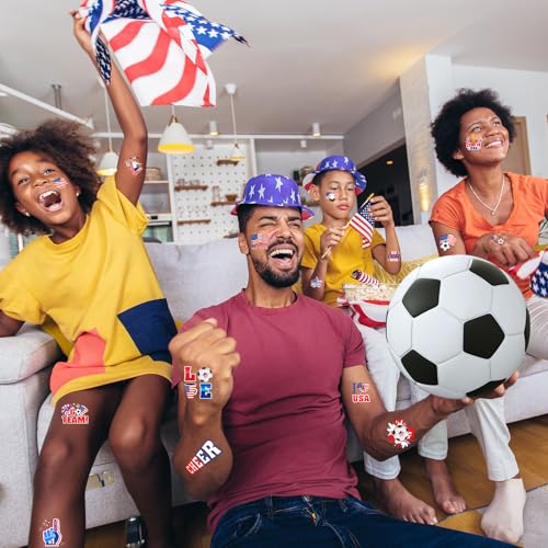 HOWAF USA Soccer Temporary Tattoos - 40Pcs Pre-Cut