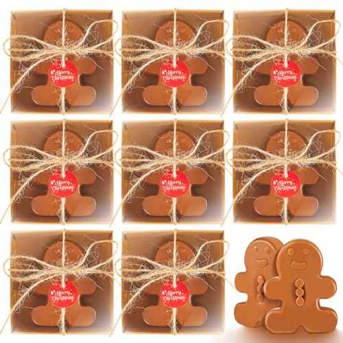 Maxcheck 50 Sets Christmas Bar Soap Gift Set Christmas Handmade Soaps Tree Socks Gingerbread Snowflakes Body Soaps with Exquisite Box Christmas Stocking Stuffers Gifts for Guests (Gingerbread)