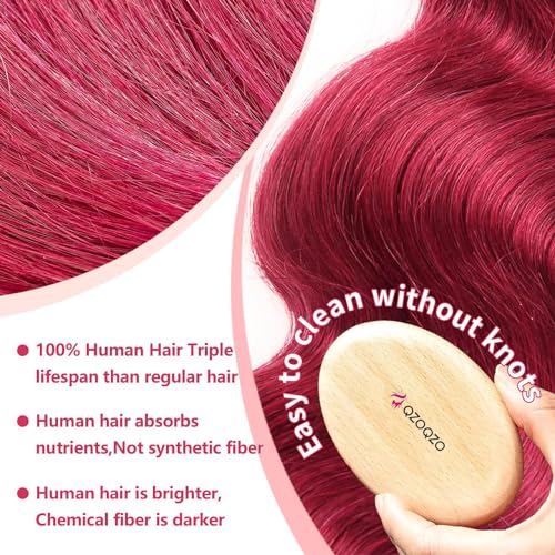 28" 99J Burgundy Lace Front Wig - 180% Density Human Hair
