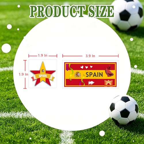 56 Pcs Spanish Flag Temporary Tattoos Waterproof