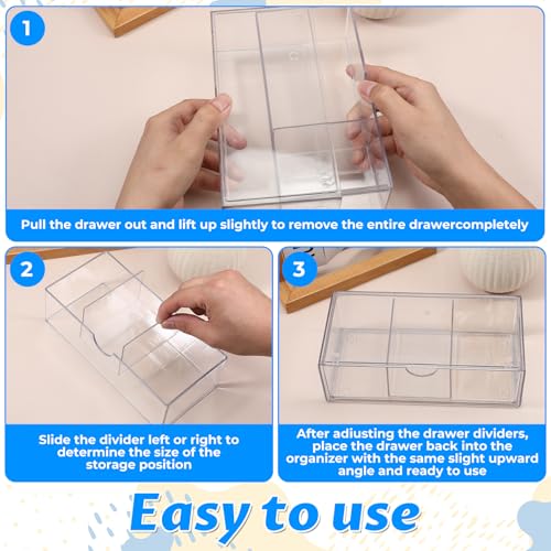 3-Tier Clear Stackable Makeup Organizer with Removable Dividers,Acrylic Medicine Cabinet Organizer and Storage for Bathroom Mirror Cabinets, Vanity, Closet, Countertop with Drawer