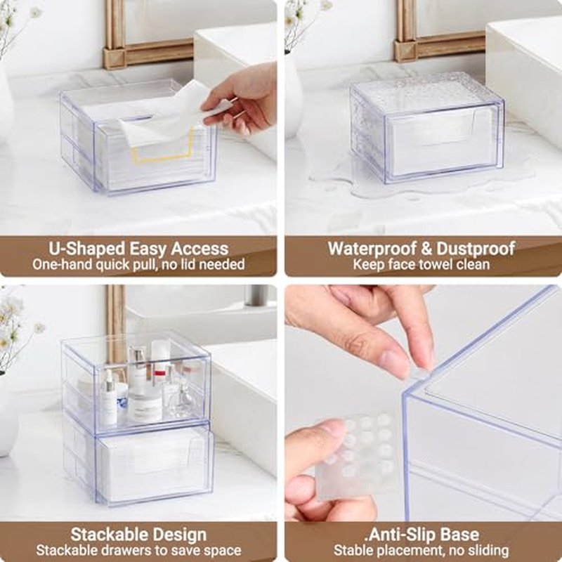 Clear Acrylic Face Towel Dispenser with U-Shaped Opening | HOMETUK