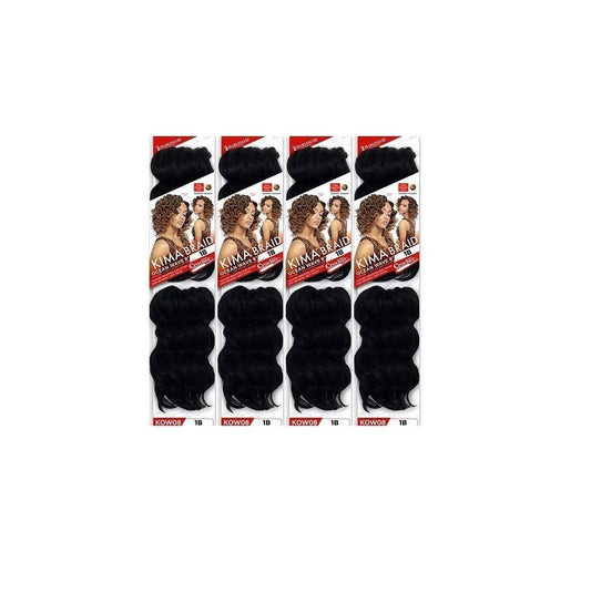 Harlem 125 Kima Braid Ocean Wave 8" 4-PACK (8", 1B Off Black)