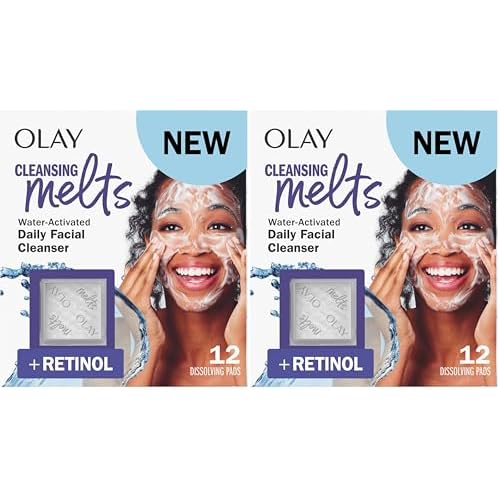 Olay Cleansing Melts + Retinol Face Cleanser, 12ct, Water-Activated Face Wash Cleans, Tones, and Refreshes Skin, (Pack of 2)