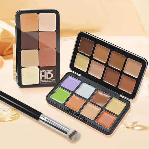 16 Colors Cream [Contour Concealer Foundation] Makeup Palette for Cheeks - All in One Makeup Palette Kit with Brush, Natural Matte Long Wearing, Waterproof Blendable Face Make Up Pallete (#06)