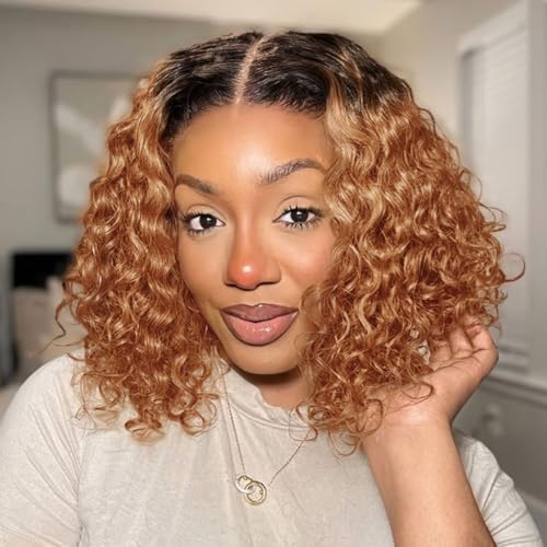 Curly Bob Wig Human Hair Deep Wave 13x6 HD Lace Front 12in